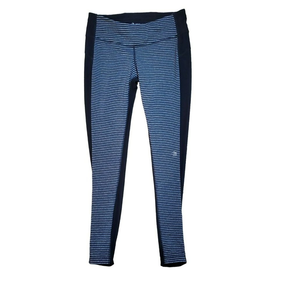 MPG Black Grey Striped Women's Two Pattern Ahtletic Yoga Pants Size Medium
